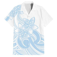 Polynesian Tribal Plumeria Lotu Tamaiti Family Matching Short Sleeve Bodycon Dress and Hawaiian Shirt Pastel Sky Blue - Polynesian Pride
