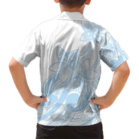Polynesian Tribal Plumeria Lotu Tamaiti Kid Hawaiian Shirt Pastel Sky Blue - Polynesian Pride