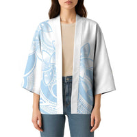 Polynesian Tribal Plumeria Lotu Tamaiti Kimono Pastel Sky Blue - Polynesian Pride