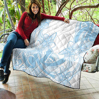 Polynesian Tribal Plumeria Lotu Tamaiti Quilt Pastel Sky Blue - Polynesian Pride