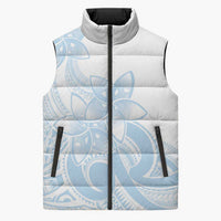 Polynesian Tribal Plumeria Lotu Tamaiti Sleeveless Puffer Jacket Pastel Sky Blue - Polynesian Pride
