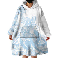 Polynesian Tribal Plumeria Lotu Tamaiti Wearable Blanket Hoodie Pastel Sky Blue - Polynesian Pride