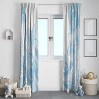Polynesian Tribal Plumeria Lotu Tamaiti Window Curtain Pastel Sky Blue - Polynesian Pride