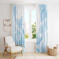 Polynesian Tribal Plumeria Lotu Tamaiti Window Curtain Pastel Sky Blue - Polynesian Pride