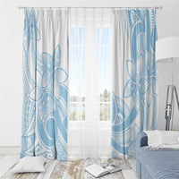 Polynesian Tribal Plumeria Lotu Tamaiti Window Curtain Pastel Sky Blue - Polynesian Pride