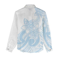 Polynesian Tribal Plumeria Lotu Tamaiti Women Casual Shirt Pastel Sky Blue LT9 - Polynesian Pride