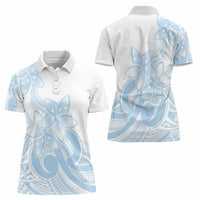 Polynesian Tribal Plumeria Lotu Tamaiti Women Polo Shirt Pastel Sky Blue LT9 - Polynesian Pride