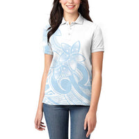 Polynesian Tribal Plumeria Lotu Tamaiti Women Polo Shirt Pastel Sky Blue LT9 - Polynesian Pride