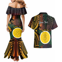 Personalised Shefa Day Couples Matching Mermaid Dress and Hawaiian Shirt Happy June 18 Vanuatu Province LT14 - Polynesian Pride