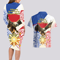 Philippines Independence Day Couples Matching Long Sleeve Bodycon Dress and Hawaiian Shirt Pilipinas Eagle 126th Anniversary