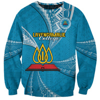 Personalised Tonga Lavengamalie College Sweatshirt Tongan Ngatu Pattern LT14 Unisex Blue - Polynesian Pride