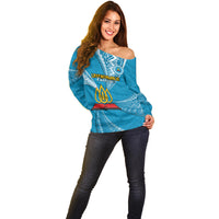 Personalised Tonga Lavengamalie College Off Shoulder Sweater Class Of Year Tongan Ngatu Pattern LT14 - Polynesian Pride