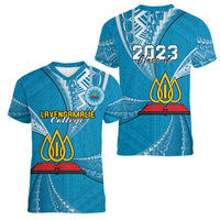 Personalised Tonga Lavengamalie College Women V Neck T Shirt Class Of Year Tongan Ngatu Pattern LT14 - Polynesian Pride