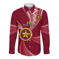 Personalised Tonga Beulah College Long Sleeve Button Shirt Class Of Year Tongan Ngatu Pattern LT14 Unisex Maroon - Polynesian Pride