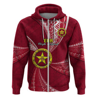 Custom Tonga Eua High School Hoodie Class of Year Tongan Ngatu Pattern LT14 Zip Hoodie Maroon - Polynesian Pride