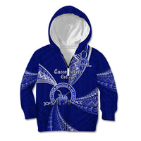 Personalised Tonga Queen Salote College Kid Hoodie Class Of Year Tongan Ngatu Pattern LT14 Zip Hoodie Blue - Polynesian Pride