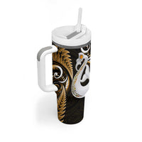 New Zealand Tumbler With Handle Aotearoa Silver Fern With Manaia Maori Unique Gold