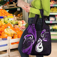 Purple New Zealand Grocery Bag Aotearoa Silver Fern With Manaia Maori