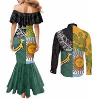 Personalised Rugby 2025 Championship Couples Matching Mermaid Dress and Long Sleeve Button Shirt Combination of Southern Hemisphere Countries - Polynesian Pride