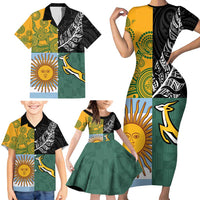 Personalised Rugby 2025 Championship Family Matching Short Sleeve Bodycon Dress and Hawaiian Shirt Combination of Southern Hemisphere Countries - Polynesian Pride