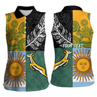 Personalised Rugby 2025 Championship Women Sleeveless Polo Shirt Combination of Southern Hemisphere Countries - Polynesian Pride