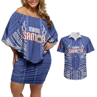 Custom Manu Samoa Rugby 2026 Couples Matching Off Shoulder Short Dress and Hawaiian Shirt Samoan Pattern