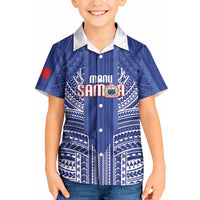 Custom Manu Samoa Rugby 2026 Kid Hawaiian Shirt Samoan Pattern LT14 Kid Blue - Polynesian Pride