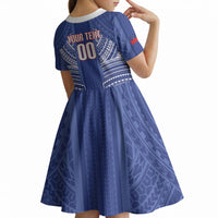 Custom Manu Samoa Rugby 2026 Kid Short Sleeve Dress Samoan Pattern LT14 - Polynesian Pride