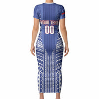 Custom Manu Samoa Rugby 2026 Short Sleeve Bodycon Dress Samoan Pattern LT14 - Polynesian Pride