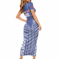 Custom Manu Samoa Rugby 2026 Short Sleeve Bodycon Dress Samoan Pattern LT14 - Polynesian Pride