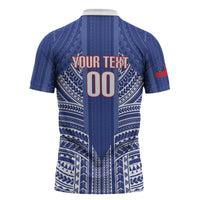 Custom Manu Samoa Rugby 2026 Zipper Polo Shirt Samoan Pattern LT14 - Polynesian Pride