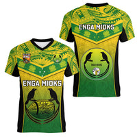 Papua New Guinea Rugby Women V Neck T Shirt Enga Mioks PNG Polynesian Pattern LT14 - Polynesian Pride