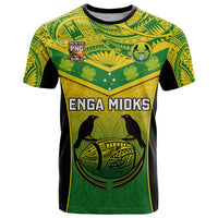 Custom Papua New Guinea Rugby T Shirt Enga Mioks PNG Polynesian Pattern LT14 Green - Polynesian Pride