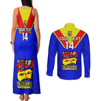 Custom Papua New Guinea Rugby Couples Matching Tank Maxi Dress and Long Sleeve Button Shirts Hela Wigmen PNG Polynesian Pattern LT14 - Polynesian Pride