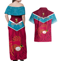 Papua New Guinea Rugby Couples Matching Off Shoulder Maxi Dress and Hawaiian Shirt Goroka Lahanis PNG Polynesian Pattern LT14 - Polynesian Pride