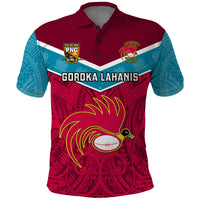 Papua New Guinea Rugby Polo Shirt Goroka Lahanis PNG Polynesian Pattern LT14 Red - Polynesian Pride