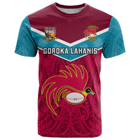 Papua New Guinea Rugby T Shirt Goroka Lahanis PNG Polynesian Pattern LT14 Red - Polynesian Pride