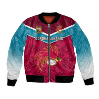 Custom Papua New Guinea Rugby Bomber Jacket Goroka Lahanis PNG Polynesian Pattern LT14 Unisex Red - Polynesian Pride