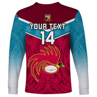 Custom Papua New Guinea Rugby Long Sleeve Shirt Goroka Lahanis PNG Polynesian Pattern LT14 - Polynesian Pride