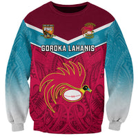 Custom Papua New Guinea Rugby Sweatshirt Goroka Lahanis PNG Polynesian Pattern LT14 Unisex Red - Polynesian Pride