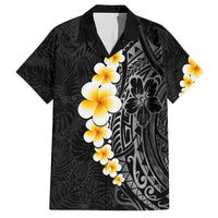 Black Tropical Plumeria With Galaxy Polynesian Art Family Matching Short Sleeve Bodycon Dress and Hawaiian Shirt LT14 Dad's Shirt - Short Sleeve Black - Polynesian Pride