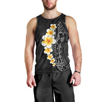Black Tropical Plumeria With Galaxy Polynesian Art Men Tank Top