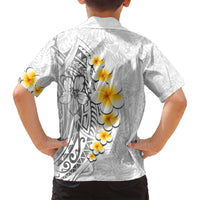 White Tropical Plumeria With Galaxy Polynesian Art Family Matching Long Sleeve Bodycon Dress and Hawaiian Shirt LT14 - Polynesian Pride