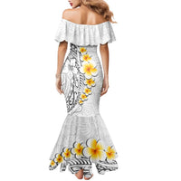 White Tropical Plumeria With Galaxy Polynesian Art Family Matching Mermaid Dress and Hawaiian Shirt LT14 - Polynesian Pride