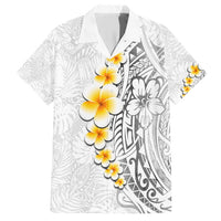 White Tropical Plumeria With Galaxy Polynesian Art Family Matching Short Sleeve Bodycon Dress and Hawaiian Shirt LT14 Dad's Shirt - Short Sleeve White - Polynesian Pride