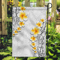 White Tropical Plumeria With Galaxy Polynesian Art Garden Flag