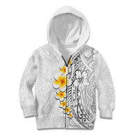 White Tropical Plumeria With Galaxy Polynesian Art Kid Hoodie