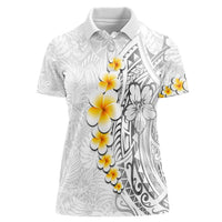 White Tropical Plumeria With Galaxy Polynesian Art Women Polo Shirt