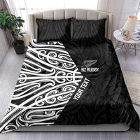 New Zealand Silver Fern Rugby Custom Bedding Set Maori Koru Go Black Fern - Polynesian Pride