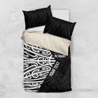 New Zealand Silver Fern Rugby Custom Bedding Set Maori Koru Go Black Fern - Polynesian Pride